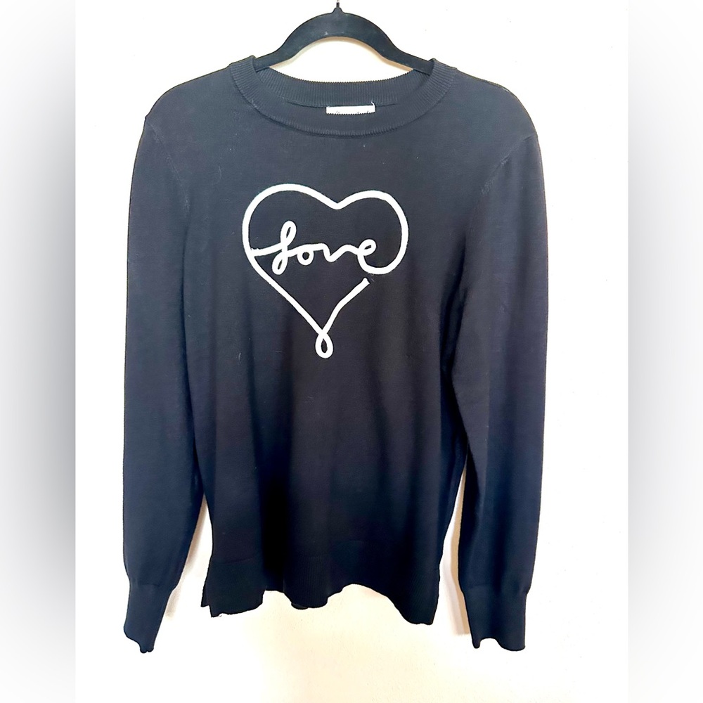 Marled Valentine Embroidered Heart “Love” Sweater NWT - Picture 2 of 4